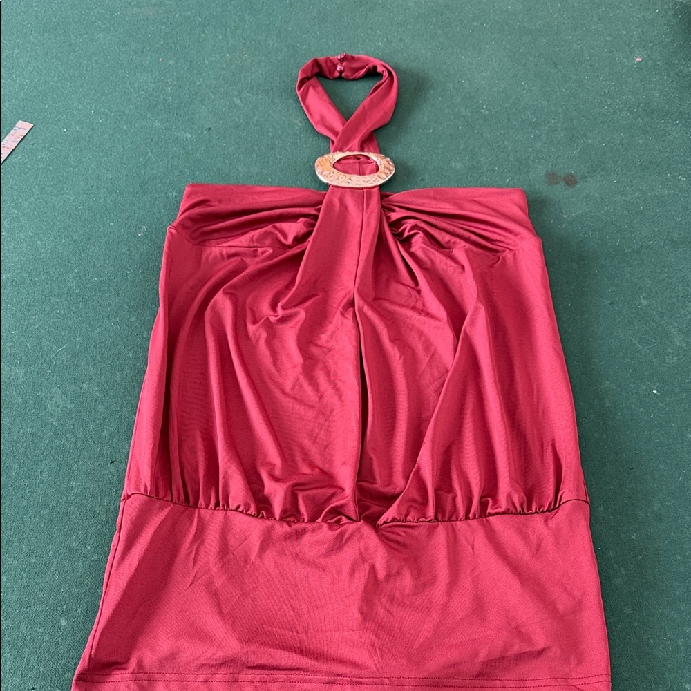 SHEIN Red Halter Mini Dress. CAJA # 1 F